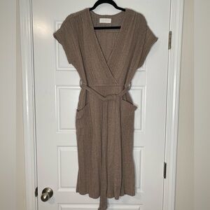 Ribbed Wrap Dress w/ Pockets